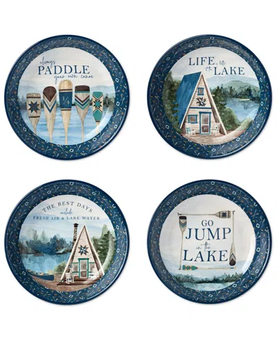 Certified International Wake At The Lake Set Of 4 Soup Bowls In Blue