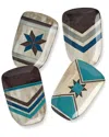 Certified International Wake At The Lake Set Of Four 3d Oar Canape Plates