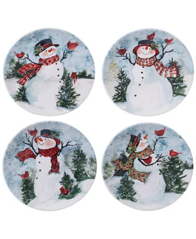 Certified International Watercolor Snowman 4-pc. Dinner Plate In Multi