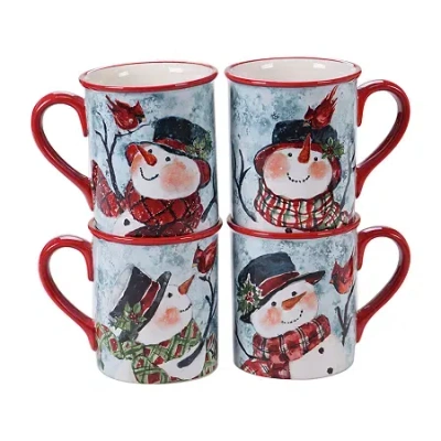 Certified International Watercolor Snowman 4-pc. Holiday Coffee Mug In Multi