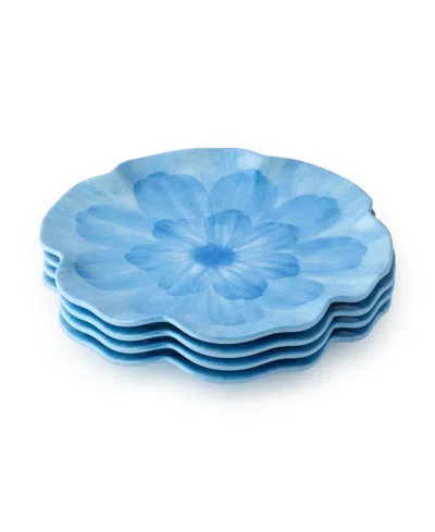 Certified International Wildflower 3-d Floral 4-pc. Salad Plates, Service For 4 In Blue