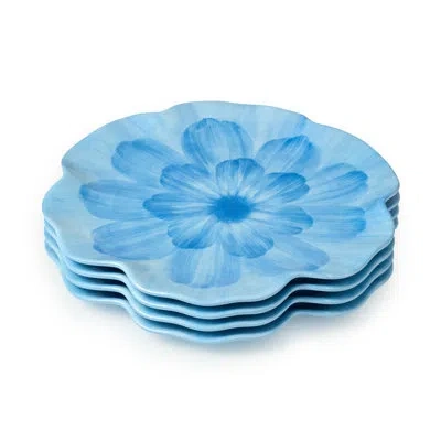Certified International Wildflower Blue Melamine 3-d Floral Dinner Plates, Set Of 4, 11-inch, Perfect For Serving Entrees, P
