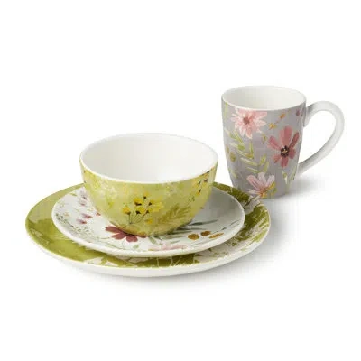 Certified International Wildflowers 16-piece Ceramic Dinnerware Set, Service For 4 With Floral Watercolor Dinner Plates, Sal In Multicolored
