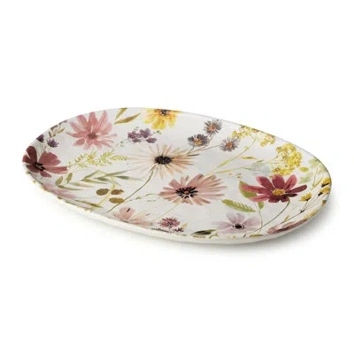 Certified International Wildflowers Ceramic Oval Platter 16 X 12 Inches, Floral Watercolor Botanical Serving Platter Ideal F In Multicolored