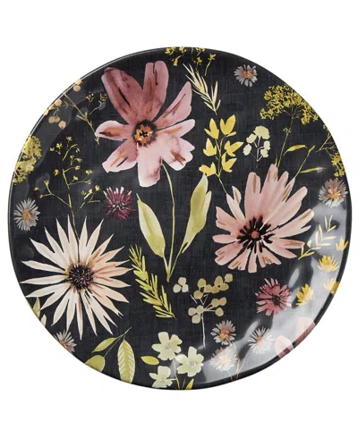 Certified International Wildflowers Round Platter In Black