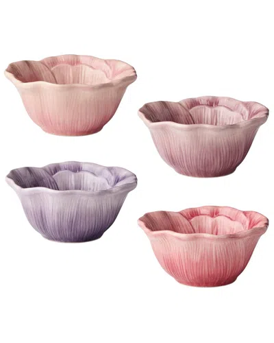 Certified International Wildflowers Set Of 4 3d Floral Ice Cream Bowls In Pink