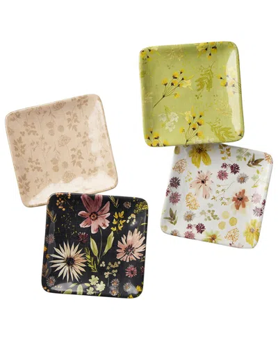 Certified International Wildflowers Set Of 4 Canape Plates In Multi