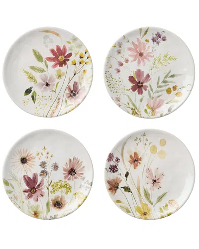 Certified International Wildflowers Set Of 4 Salad Plates In White