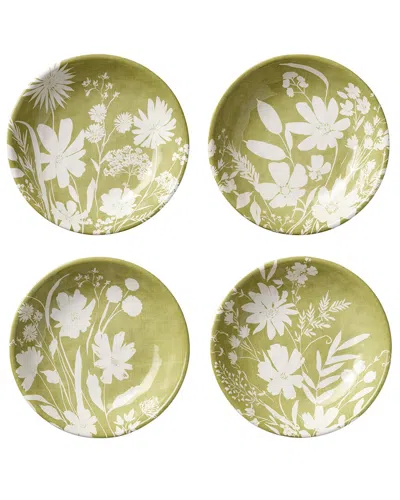 Certified International Wildflowers Set Of 4 Soup Bowls In Green