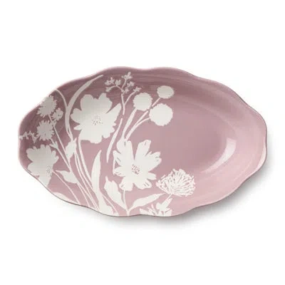 Certified International Wildflowers Wax Off Porcelain Oval Bowl, Floral Etched Matte‑and‑gloss Botanical Bowl With Soft Scul In Multicolored