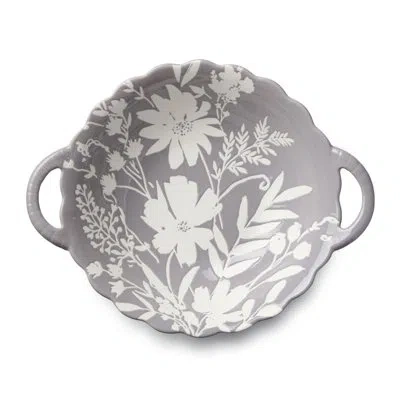 Certified International Wildflowers Wax Off Porcelain Round Bowl, Floral Etched Matte‑and‑gloss Bowl With Subtle Botanical D In Multicolored