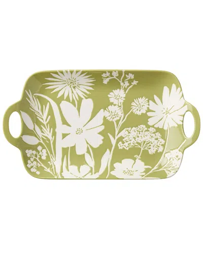 Certified International Wildflowers Wax Off Rectangular Platter In Green