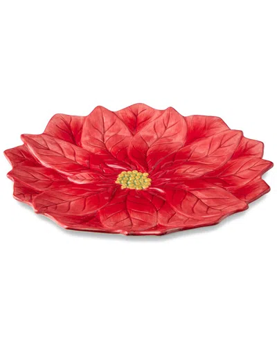 Certified International Winter Blooms 3d Poinsettia Platter In Red