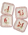 Certified International Winter Blooms Set Of 4 Canape Plates In Red