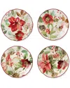 Certified International Winter Blooms Set Of 4 Dessert Plates In Multi
