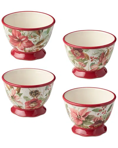 Certified International Winter Blooms Set Of 4 Ice Cream Bowls