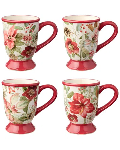 Certified International Winter Blooms Set Of 4 Mugs In Multi