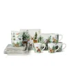 Certified International Winter Cabin 16pc Dinnerware Set In Green