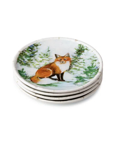 Certified International Winter Cabin Canape Plates, Set Of 4 In Multi