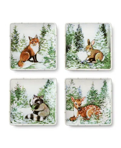 Certified International Winter Cabin Set Of 4 Dessert Plates In Multi