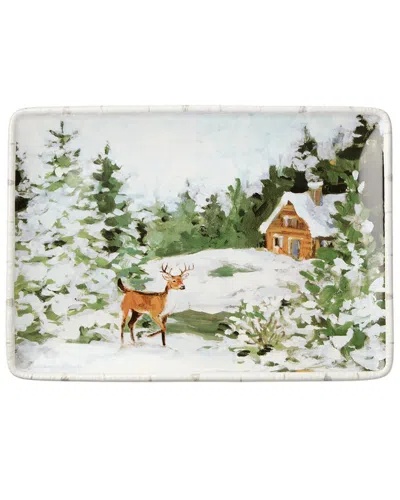 Certified International Winter Cabin Medium Rectangular Platter In Multi