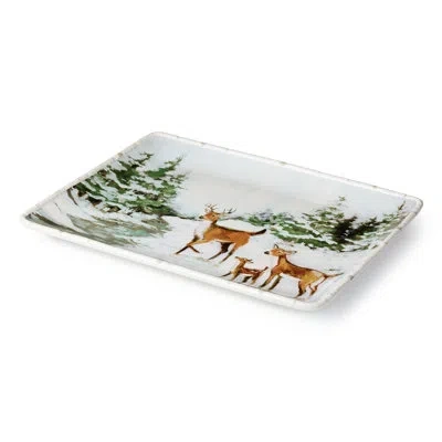 Certified International Winter Cabin Rectangular Platter — A Grand 16x12-inch Illustrated Ceramic Serving Surface Framed By  In Multi