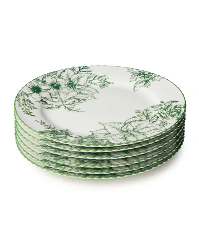 Certified International Winter Evergreen Dinner Plates, Set Of 6 In Green