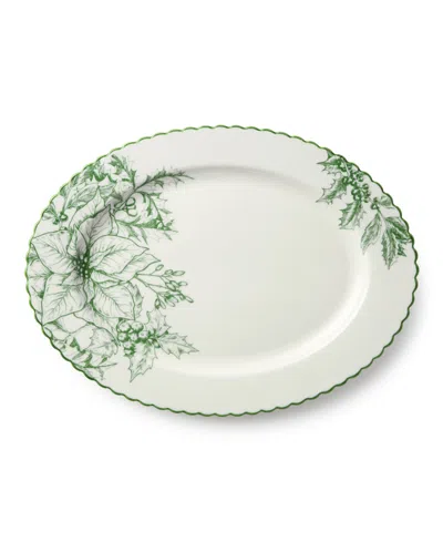Certified International Winter Evergreen Oval Platter In Green