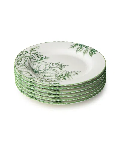 Certified International Winter Evergreen Salad Plates, Set Of 6 In Green