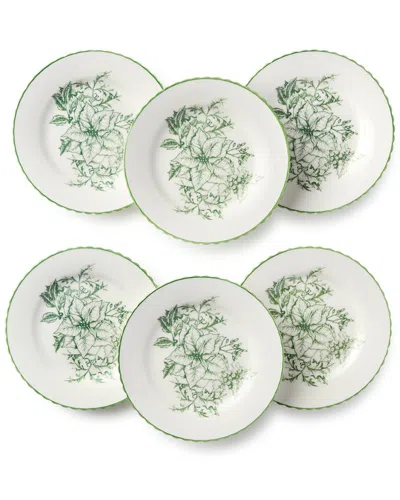 Certified International Winter Evergreen Set Of 6 Canape Plates In Multi