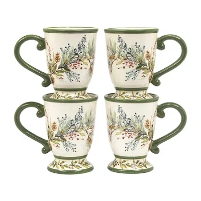 Certified International Winter Forest 4-pc. Coffee Mug In White