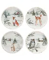 Certified International Winter's Frost Dessert Plates, Set Of 4 In Multi