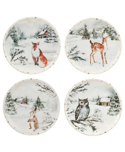 Certified International Winter's Frost Dessert Plates, Set Of 4 In Multi