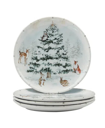 Certified International Winter's Frost Dinner Plates, Set Of 4 In Multi