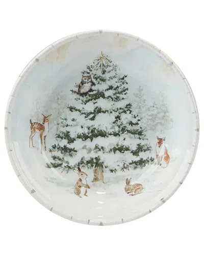 Certified International Winter's Frost Serving Bowl In Burgundy