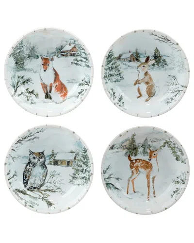 Certified International Winter's Frost Set Of 4 Soup Bowls