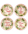 Certified International Winter Greens Set Of 4 Dessert Plates In Multi