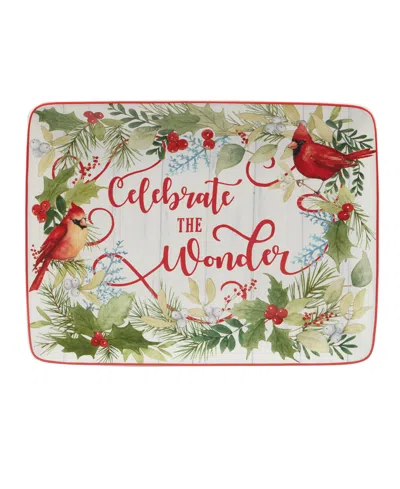 Certified International Winter Greens Rectangular Serving Platter In Multi