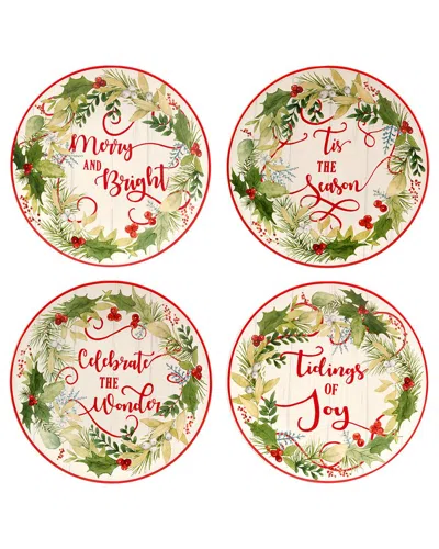 Certified International Winter Greens Set Of 4 Dessert Plates In Multi