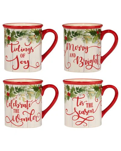 Certified International Winter Greens Set Of 4 Mugs In Multi