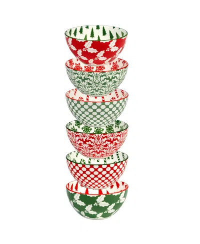 Certified International Winter Medley 13 oz All Purpose Bowls Set Of 6, Service For 6 In Multi