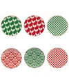 Certified International Winter Medley 6" Canape Plates Set Of 6, Service For 6 In Multi
