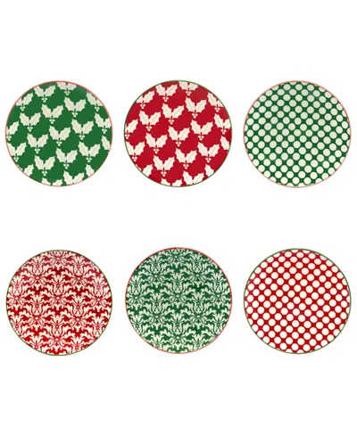 Certified International Winter Medley 6" Canape Plates Set Of 6, Service For 6 In Multi