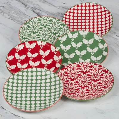 Certified International Winter Medley Canape Plate, 6in Asst In Multi