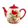 Certified International Winter's Medley Earthenware Teapot In White