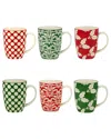Certified International Winter Medley 16 oz Mugs Set Of 6, Service For 6