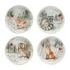 Certified International Winter's Walk 4 Piece Dessert Plate Set In White