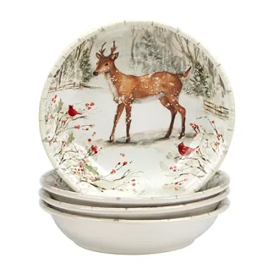 Certified International Winter's Walk 4-pc. Earthenware Soup Bowl In Multi