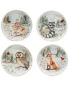 Certified International Winter's Walk 4 Piece Dessert Plate Set In Multi