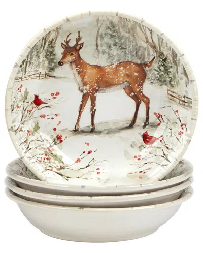 Certified International Winter's Walk Set Of 4 Soup Bowls In Multi